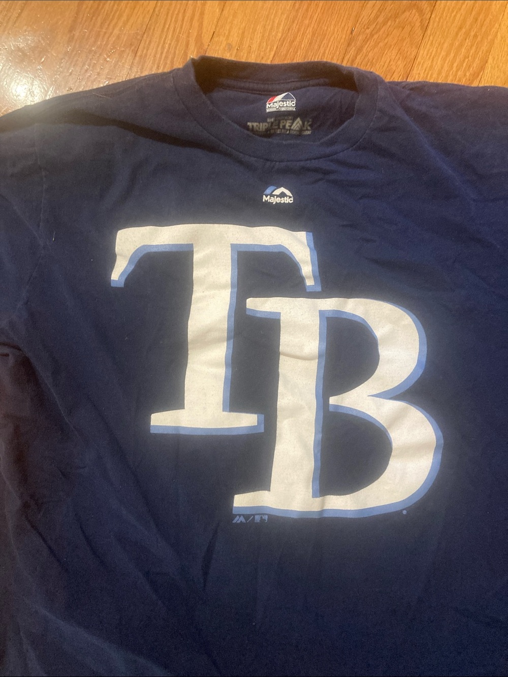 Majestic Tampa Bay Rays Navy T-Shirt with White TB Logo size Large